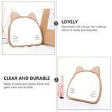 1 Pc Adjustable Makeup Mirror Wooden Cartoon Cat Table Cosmetic Mirror (Khaki)