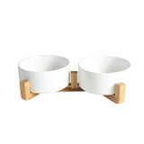 Ceramic Dog Bowl Cat Food Water Bowls with Wood Stand No Spill Large Feeder Dish for Dogs Cats Feeding Puppy Bowls Pet Supplies