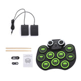 Electronic Drum Kit 9 Pads Of Roll-Up Practice Drum Set Flashing Light Bluetooth Drum Set Built-In Dual Speakers