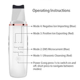 Ultrasonic Skin Scrubber Ion Face Cleaning Shovel Peeling Acne Blackhead Removal Red Light Therapy Facial Galvanic SPA Machine