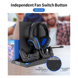 IPEGA Game Vertical Stand 6 in 1 Multifunctional Cooling Fan Headphone Holder Controller Charging Base for PS4/PS4 Slim/PS4 PRO