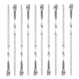 10Pcs Stainless Steel Barbecue Needle Grilling Kebab Flat Skewers BBQ Needle Stick for Outdoor Camping Picnic Cooking Tools