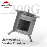 Naturehike Ultralight 200g Portable Camping Stove Outdoor Hiking Picnic BBQ Titanium Firewood Stove Cookware Picnic Equipment