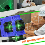 12 Lines Green Light Laser Level 3° Self-leveling Rechargeable Lithium Battery Leveling Tool Omnidirectional Ground Wall Sticker