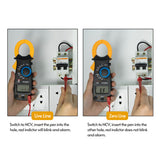 Digital Clamp Meter Smart Multimeter Measures Resistance Alternating and Direct Current Voltage Earth Live Line Diodes Yellow