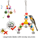 14 Pcs Bird Toys Set Swing Chewing Training Toys Small Parrot Hanging Hammock Parrot Cage Bell Perch Toys with Ladder