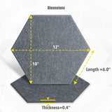 12 Pack Hexagon Acoustic Absorption Panel,Acoustic Panel Beveled Edge Tiles,for Wall Decoration and Acoustic Treatment