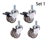 4Pcs 2 inch Heavy Duty Swivel Stem Rubber Caster Wheels M12 x 25mm Locking Casters Replacement Casters for Furniture