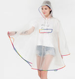 2020 New Fashion  EVA Plasitc Transparent Women Rain Poncho Rain Cape Waterproof Raincoat for Hiking Biking