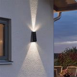 Art Deco Solar Wall Lamps Outdoor Fence Light LED Waterproof Solar Stair Light Up and Down 7 Color Changing Exterior Patio Lamps