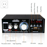 220V High-Power Bluetooth Home Power Amplifier Suitable For Speaker Card U Disk Radio Power Amplifier(US Plug)