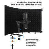 Foldable Adjustable Sound Absorbing Vocal Recording Panel Portable Acoustic Isolation Microphone Shield Sound-proof Plate