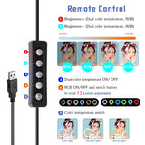 14 Inch35cm RGB LED Ring Light Selfie Photographic Lighting Colorful Ring Lamp Dimmable with Control Stand for Youtube Vlog Live