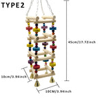 Parrots Toys Bird Swing Exercise Climbing Hanging Ladder Bridge Wooden Rainbow Pet Parrot Macaw Hammock Bird Toy With Bells