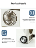 Multifunctional Mini Solar Fan USB Rechargeable Portable Fan Outdoor lighting Ceiling Fan with Led Light Desktop Fan