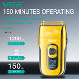 VGR rechargeable 3-Speed Beard Hair Electric Shaver For Men Bald Head Shaving Machine Barber Electric Razor with extra mesh