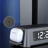 15W Qi Alarm Clock Wireless Charger Pad for Apple iPhone 12 11 XS XR 8 Plus Charger for Apple Watch 6 5 4/ 2/Pro