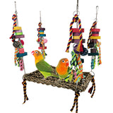 Parrot Bird Climbing Net Woven Natural Straw Parrot Toys Hammock Swing Mesh Mat Parrot Bite Climbing Chewing Training Tool
