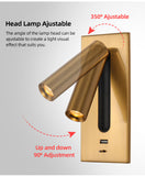 ZEROUNO bedroom Wall Lamp LED Home interior Reading Lighting hotel heaboard 3W book led wall bed USB bed side lighting modern