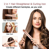 2 In 1 Hair Straightener Flat Rotating Hair Curlers Plate Heat Professional Hair Iron for PTC Hair Iron Hair Styling Tools