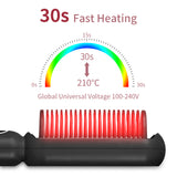 Hair Straightener Brush Hot Comb Ceramic Electric Hair Curling iron Anti Scald  Ionic Straightening Brush Styling Tool 2 In 1