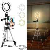 Camera Tripod Stand Dimmable LED Studio Camera Ring Fill Light Tripod Stands Video Live Photo Lights With Holder