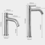 1PC Basin Faucet 304 Stainless Steel Silver Single Cold Sink Faucet Bathroom Counter Basin Faucet Bath Tools Part