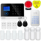 Newest Wireless Home Security Tuya WIFI GSM SIM card EN RU ES PL DE Switchable Smart Alarm system Tuya APP RFID Remote Control