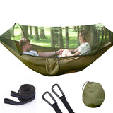 Outdoor Large Camping Hammock with Mosquito Net 2 Person Pop-up Parachute Lightweight Hanging Hammocks Tree Straps Swing Hammock