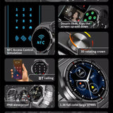H4 Smart Watch 1.36inch NFC Access BT Call Heart Rate Monitoring Wireless Charging 3D Rotating Crown AI Voice Smartwatch