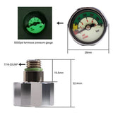 2Pcs Scuba Diving Pony Bottle Pressure Gauge 1 Inch Face 350 BAR/5000 PSI 7/16Inch-20UNF Threads