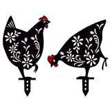 4pcs Durable Easter Gifts Rooster Animal Stakes Iron Art Garden Decor Statue Easy Install Yard With Chick Outdoor Crafts