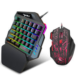 HXSJ J50 Ergonomic Keyboard  Mouse Combo Colorful Backlight One Handed Wired Gaming Keyboards 5500DPI PC Gamer Set For CS PUBG