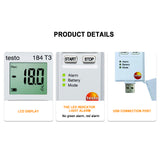 USB Temperature Data Logger testo 184 T3 for Warehouse Storage Laboratory Continuous Monitor Cold Chain and Transport Process