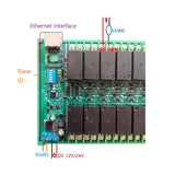 DC 12V 24V 32 Channels Modbus RTU RS485 Bus Relay Module UART Serial Port DIN35 Rail Board for PLC LED Home Automation Door Lock