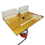 Aluminium Router Table Insert Plate w/ Miter Gauge Guide and Profile Fence Sliding Brackets for Woodworking Benches Table Saw