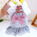 Fashion Pet Cat Clothes Spring and Summer New Pet Clothing Small Dog Dresses Girl Gray Bow Skirt Puppy Clothes