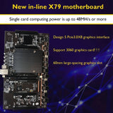 BTC Mining Motherboard X79 H61 5X PCI-E 8X Support 3060 3070 3080 GPU with E5 2630 RECC 4GB DDR3 Memory 120G SSD