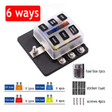 Plastic Cover 6 Ways 12 Ways Blade Fuse Block 12V 24V Fuse Box Holder With LED Indicator Light For Auto Car Marine