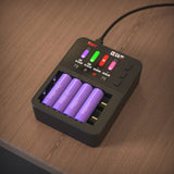 C4 EVO Smart Battery Charger with Type-C QC3.0 Output for AA AAA Li-Ion Battery with IPS Display Screen