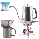 Outdoor Camping Coffee Maker Set Camping Gas Stove 600ml Coffee Pot Kettle 450ml Coffee Cup Mug Cooking Stove Filter