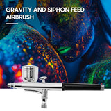 Airbrush Gun Gravity and Siphon Feed Airbrush 0.3mm Nozzle 22cc &amp; 7cc Cups for Cake Decorating Model Painting