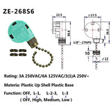 3Pcs ZE-268S6 Ceiling Fan Switch 3 Speed 4 Wire For Ceiling Fans And Wall Lights Pull Chain Switch Replacement Bronze