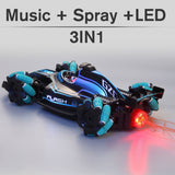 2.4GHz 4WD RC Stunt Car 1/12 RC Spray Car 25km/h Remote Control Car 2 Control Mode with Light Engine Sound 360 Rotation for Kids