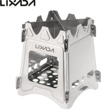Lixada Outdoor Compact Folding Titanium Wood Stove Portable Ultralight for Camping Cooking Picnic Travel with Mini Alcohol Stove