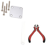 1 Set Electric Guitar Neck Plate and Screws with 1 Set Guitar Fret Puller Protect Fretboard Steel Plate Kit