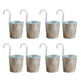 8pcs Silver Multipurpose Fence Balcony Indoor Outdoor Hanging Flower Pot Rustproof Home Decor Iron Bucket Planter With Hook