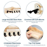 Multifunction Guitar Hanger DIY Kit Wooden Wall Mounted Hanger Shelf with 4 Hooks Pick Holder Screw Fixed for Acoustic Guitar