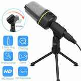 3.5mm Condenser Microphone Tripod Desktop Audio Recording Computer PC Phone Mic