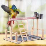 Pet Bird Toy Activity Center Birdcage Stands With Bird Perch Ladder Hammock Feeder Playground For Parrot Wooden Platform Pet Toy